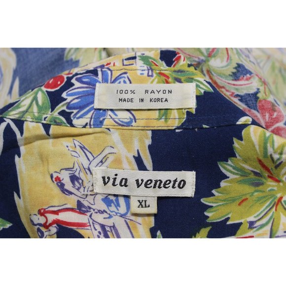Vintage Via Veneto men's floral button front Hawaiian‎ short sleeve shirt - Picture 11 of 15